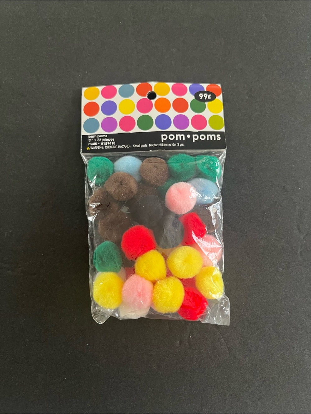 Assorted Craft 36 pieces Pom Pom Mix - Multicolor Pack -C